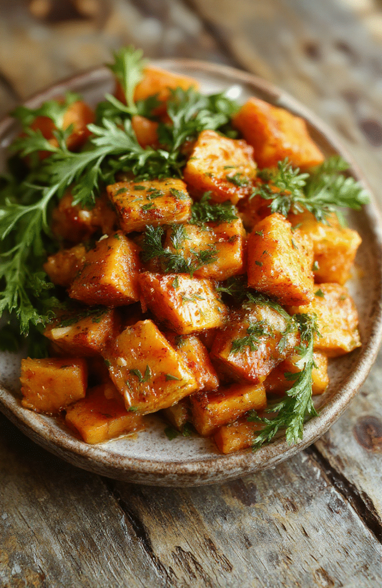 Vibrant orange smashed carrots served on a rustic wooden platter, glossy and tender with a hint of fresh herbs sprinkled on top, styled with a sprinkle of black pepper and a drizzle of olive oil, natural lighting highlighting the textures and colors.