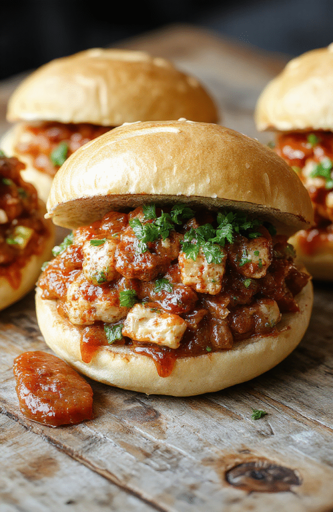 Colorful plate featuring a vibrant turkey sloppy joe with crispy lettuce, ripe tomato slices, and a toasted bun. The dish sits on a rustic wooden table, textured with a slightly glossy sauce coating the ground turkey, garnished with chopped herbs. The presentation is inviting with a casual, homey style, emphasizing fresh ingredients and hearty comfort.