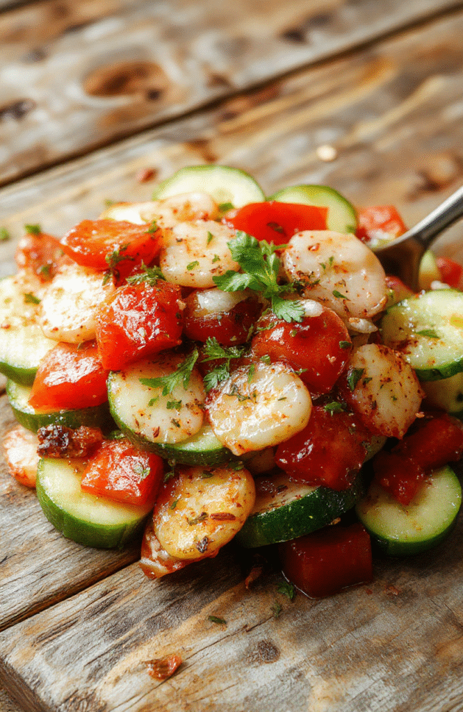A colorful Mediterranean salad served in a white bowl, featuring sliced cucumber, ripe cherry tomatoes, thinly sliced red onion, and fresh herbs, drizzled with olive oil and sprinkled with feta cheese, styled on a rustic wooden table with natural lighting.