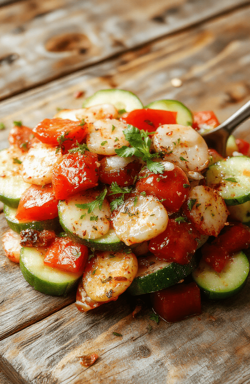 A colorful Mediterranean salad served in a white bowl, featuring sliced cucumber, ripe cherry tomatoes, thinly sliced red onion, and fresh herbs, drizzled with olive oil and sprinkled with feta cheese, styled on a rustic wooden table with natural lighting.