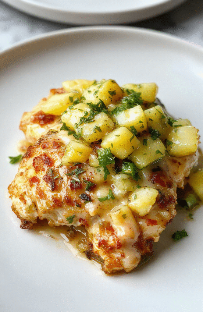 Golden-brown chicken breasts cooked in a rich, creamy garlic parmesan sauce, garnished with fresh parsley and grated parmesan, served with roasted broccoli on the side, on a rustic white ceramic plate with soft natural lighting and shallow depth of field.