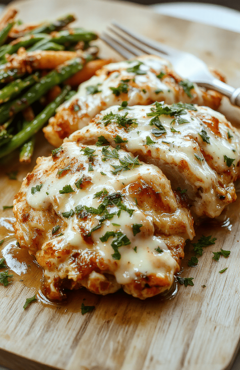 Golden-brown baked chicken thighs and potatoes on a rimmed sheet pan, drizzled with creamy white ranch sauce and sprinkled with fresh chopped dill and chives, served on a rustic wooden board with light wood grain