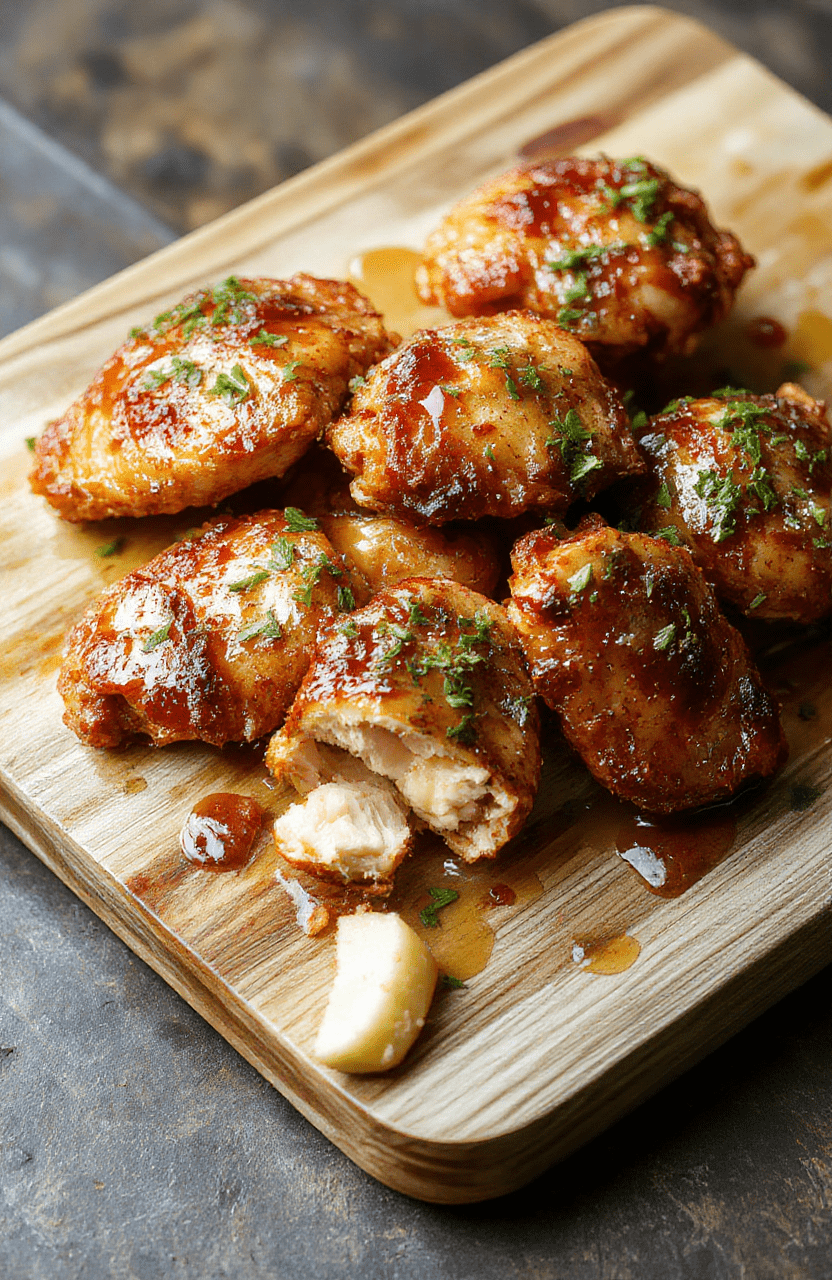 Golden-brown crispy chicken tenders glistening with sticky honey butter glaze, served on a white ceramic plate with a side of roasted broccoli and a drizzle of sesame seeds. Soft natural daylight highlights the glossy, caramelized crust and tender meat texture.
