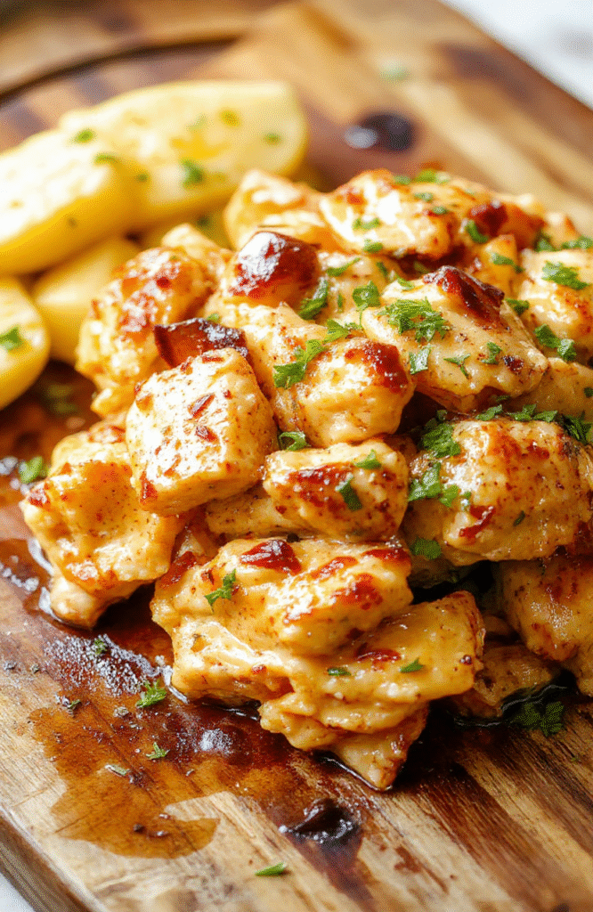 A rich, creamy batch of butter chicken in a crockpot, golden-orange sauce with tender chicken pieces, garnished with fresh cilantro and a dollop of yogurt, served in a rustic ceramic bowl beside basmati rice.