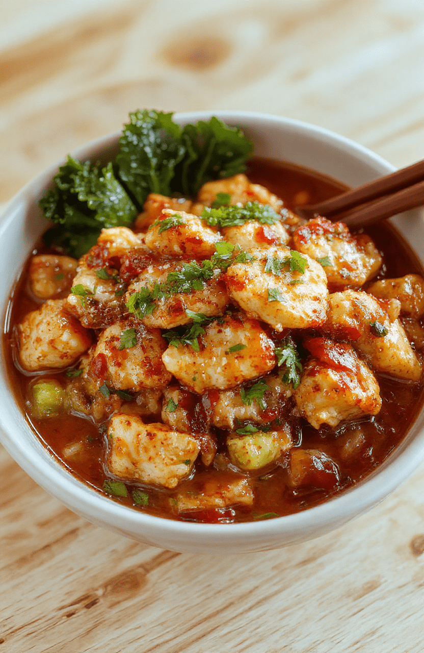 Colorful chicken ramen stir fry in a white bowl: tender sliced chicken, vibrant broccoli florets, shredded carrots, red bell pepper strips, and crisp snap peas tangled with golden ramen noodles, garnished with sesame seeds and sliced green onions, served on a light oak wooden table with soft natural lighting.